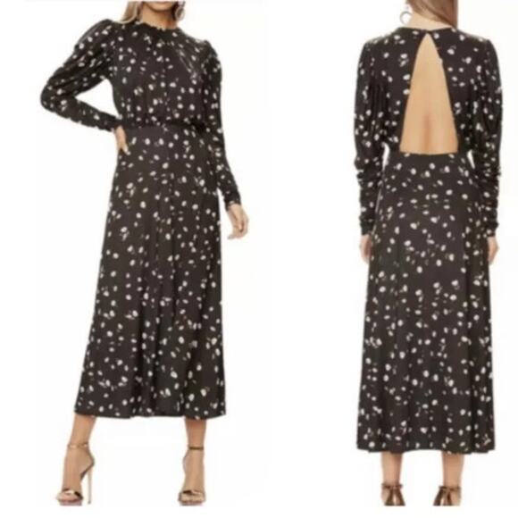New w/ tags AFRM Zane Noir Spring Floral Open Back Midi Dress Medium $148 Retail - Picture 3 of 8
